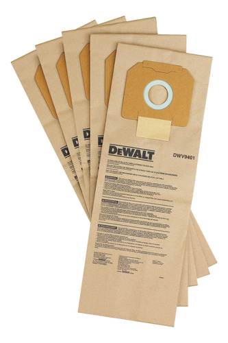 Set 5 Bolsas De Papel 37.9l P/extractor De Polvo Dewalt