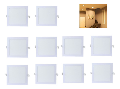 Lampara Led 3w Empotrar Plafon Panel Slim Luz Calida 10 Pz