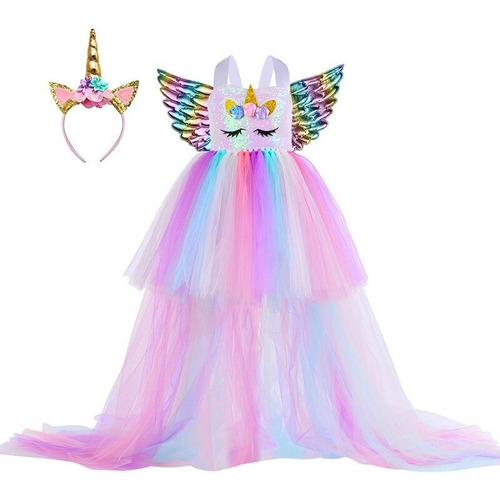 Disfraz De Unicornio Para Niñas En Colores Pastel, Vestido L