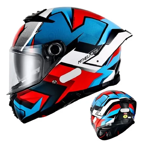 Casco Para Moto Integral Mt Thunder 4sv Helmet Azul Ece2206