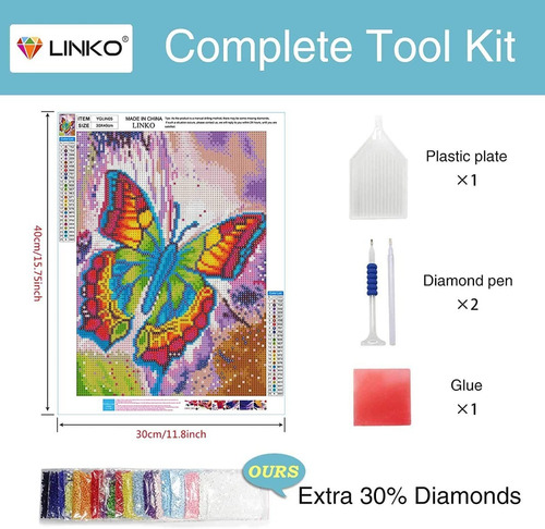 Imagen 6 de 8 de Kits De Pintura De Diamante 5d Diseño Mariposa 30 * 40 Cms