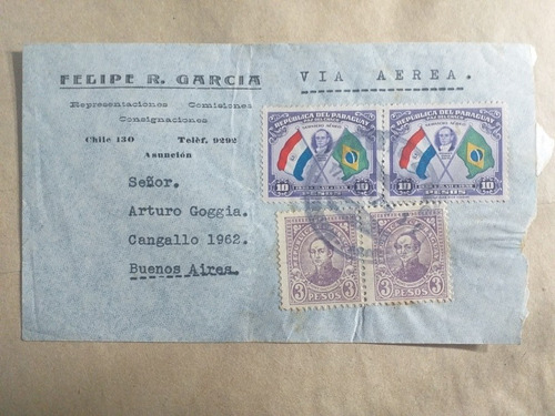 Paraguay Sobre Asuncion 1939 A Bsas Argentina