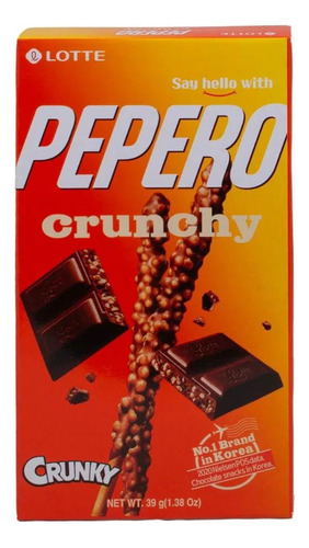 Pepero - Lotte - Crunchy Chocolate 39 Grs. Origen Corea.