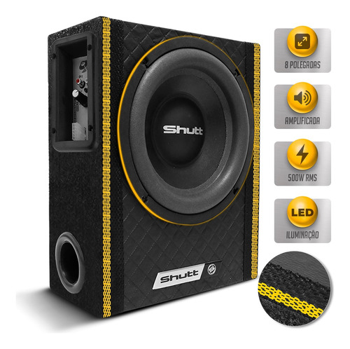 Caixa Shutt Ultra Slim Amplificada 500w Subwoofer 8 Pol Led