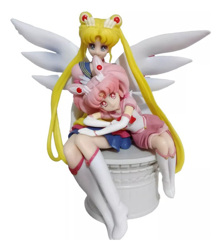 Figura Sailor Moon Y Chibiusa Pvc Plástico 14 Cms
