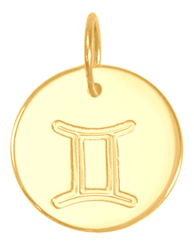 Pingente Ouro 18k Medalha Signo Gêmeos 13mm