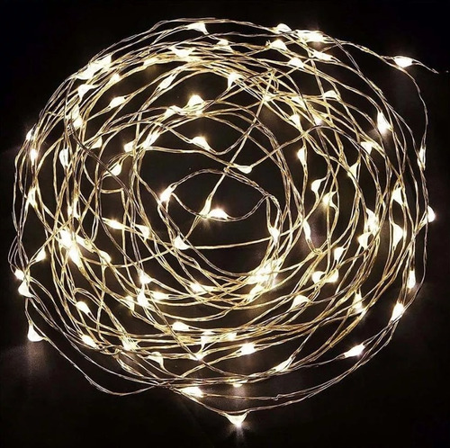 Imagen 4 de 4 de Guirnalda Blanca Alambre Led 2 Mts Microled Pilas Decoracion