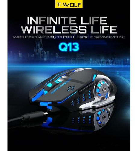 Twolf Q13 Mouse Gamer Rgb Inalambrico Recargable Wifi