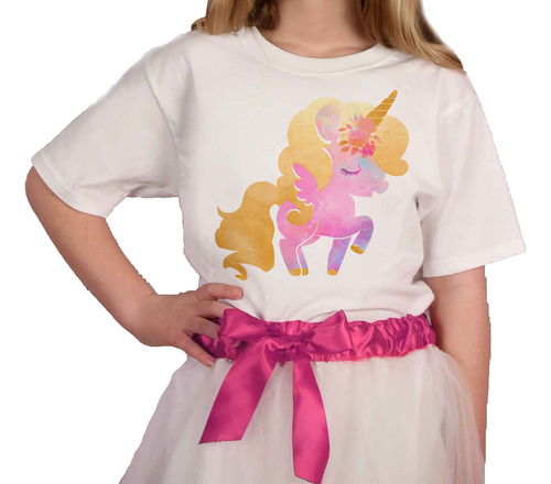 Remera Nena Niña Princesa Mágica Hada Unicornio Rosa #03