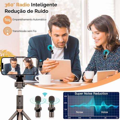 Microfone De Lapela Sem Fio Duplo 2 Em 1 P/android Tipo C