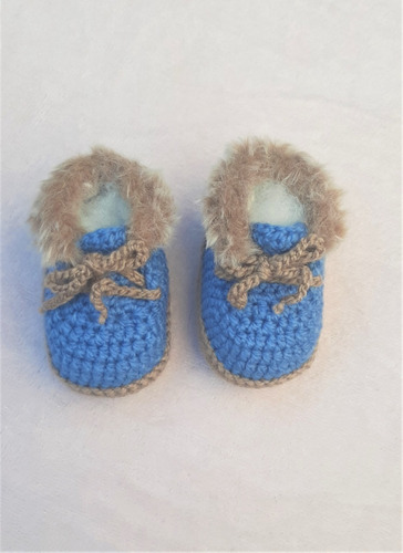 Botitas Crochet Azurro  (0 A 3 Meses)