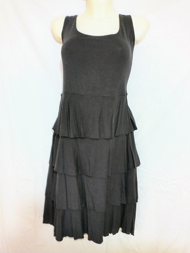 Vestido Negro Básico Faldón Ruffle Talla Extra 1x