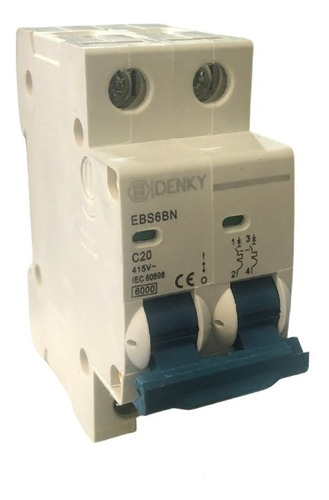 Breaker Denky Ac 2x20 Amp Termomagnetico Riel Din 