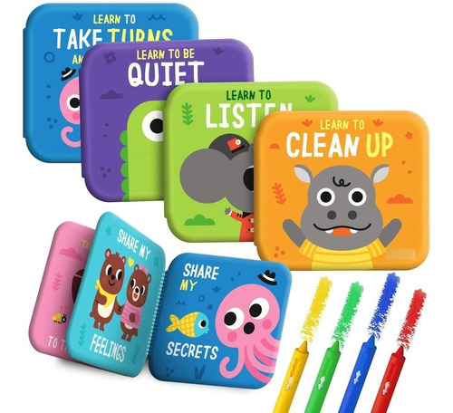 Merka Bath Learning Set   Incluye: 4 Libros De Plastico Imp