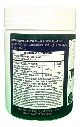 Nad + Trans Resveratrol 1000mg Deosnutre 120 Cápsulas Sabor Sin Sabor