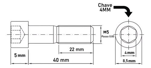 Tornillo Allen cilíndrico 12,9 M5 x 40 mm DIN 912 100 piezas