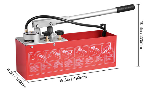Vevor Bomba De Prueba Hidrostática 25 Bar Kit Probador 10 L