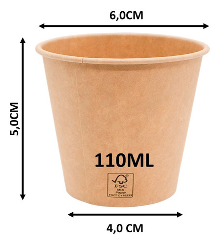 Copo De Papel 110ml Kraft 200un Térmico Biodegradável Café