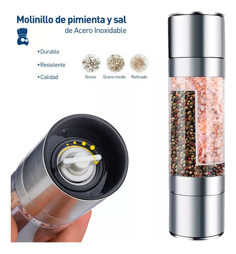 Molinillo 2 En 1 Sal Y Pimienta Pepper Grinder Manual