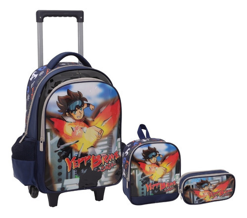 Kit Mochila Infantil Escolar Herois Com Rodas Escolar Cor Naruto Azul