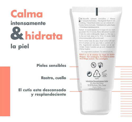 Avène Mascarilla Hidratante 50ml Sensible Día/noche