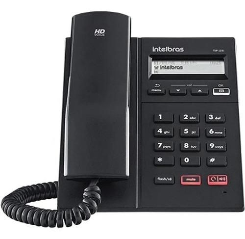 Telefone Ip Tip 125i Preto Com Display Gráfico E Viva Voz In