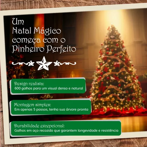 Árvore de Natal Pinheiro 1,80 m 180 cm HV 600 Galhos - GIFTCENTER