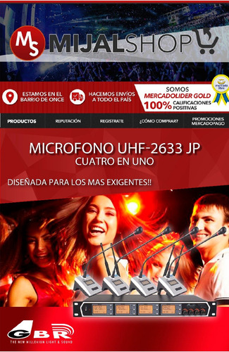 4 Microfonos Inalambrico Uhf Para Conferencia Gbr 2633jp