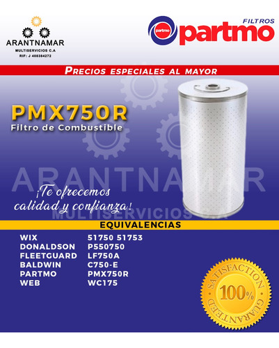 Filtro Aceite  Partmo Pmx750r 51750 Lf50a C750-e