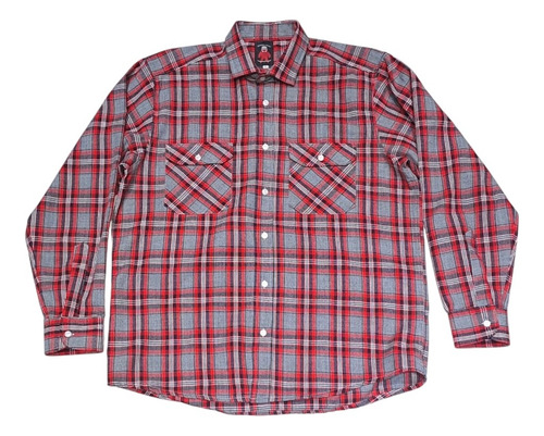 Camisa Birmania Garage Abrigo Villela Gris Y Rojo