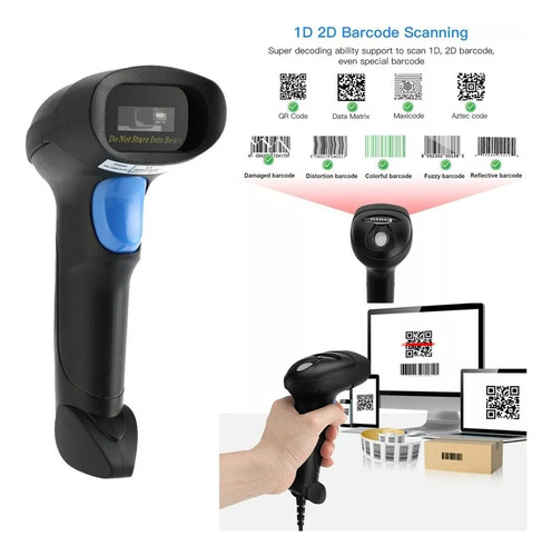 Escáner De Código De Barras Con Cable 1d Qr 2d Portátil Usb