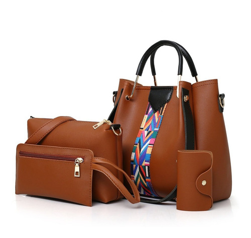 Set 4 Bolsas Moderna Mujer Dama Cuero Sintetico Hombro