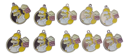 Dijes Esmaltado Personaje De Homero Simpson Caricatura 10pz