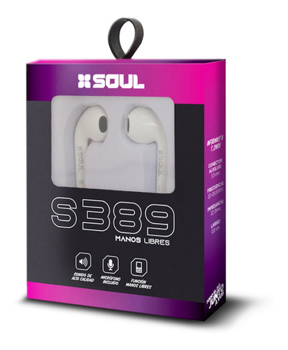 Auriculares Soul Originales Manos Libres Microfono Celular Tablet Color Blanco