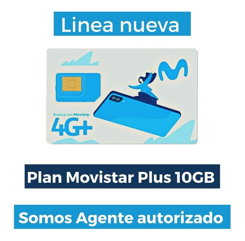 Imagen 1 de 2 de Tarjeta Simcard Chip Línea Movistar 4g Nueva Plan 10gb