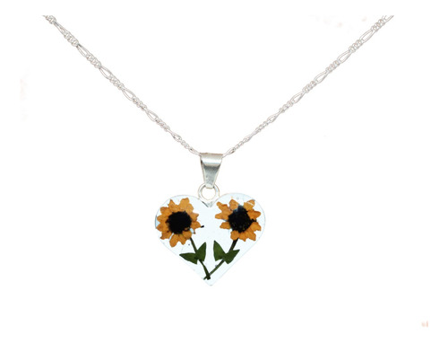 Collar Girasol Doble Encapsulado Plata Ley 925 C213 