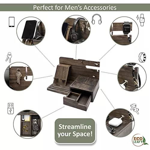  EcoLeafy Dot Organizador de mesita de noche, regalo de  cumpleaños para papá, regalos para hombres que lo tienen todo, organizador  de mesita de noche para mesita de noche, teléfono celular, reloj, 