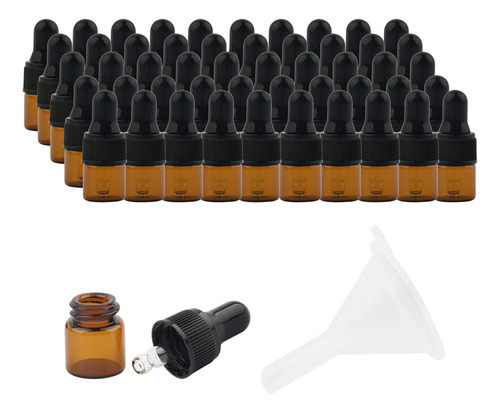 50x Mini Botellas De Aceite Esencial, Botellas Marrón 1ml