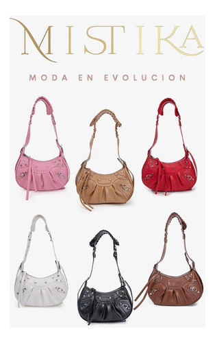 Cartera De Mujer Importada Bandolera Chelsea Tachas Hebilla Rosa