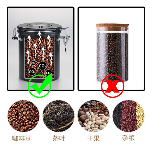 Tarro Sellado For Guardar Granos De Café Con Cuchara.