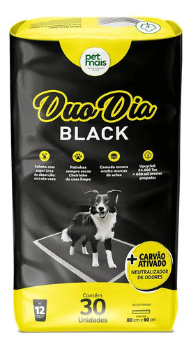 Tapete Higiênico Cachorro Duo Dia Black Petmais 30 Unidades