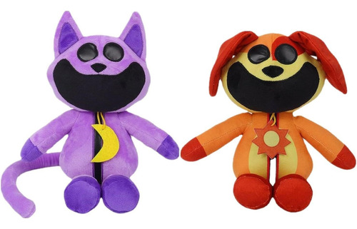 2pcs Muñeco De Peluche De Perro Y Gato Animal Sonriente