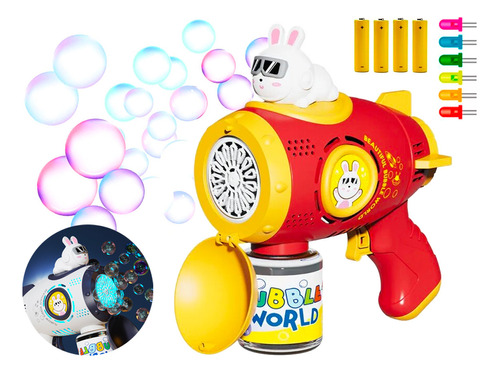 Pistola Burbujas Lanzador Nocturno Led Niños Robot Espacial