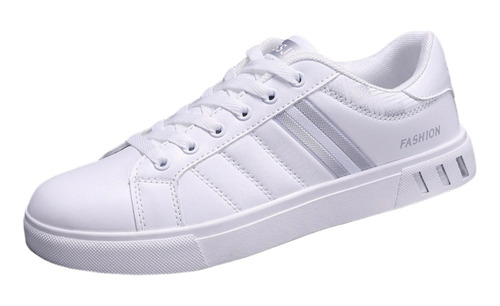 Zapatos Tenis Deportivos Casude Cuero De Los Hombres Blanco