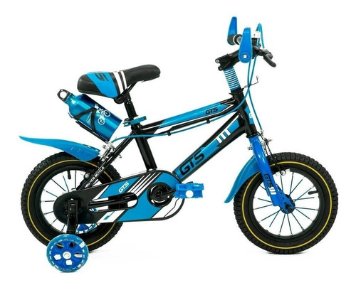 Mountain bike infantil GTS 3303 R12 color negro/azul con ruedas de entrenamiento  