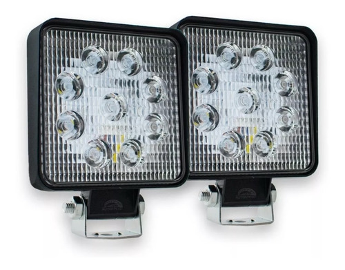 22 Par Faros 9 Led Cuadrados/redondo Luz Fija-estrobo Slim 