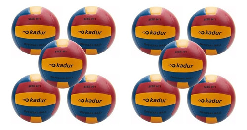 Pelotas Handball N 1 2 Pack X10 Simil Cuero Recreativa Kadur Color Rojo Naranja Azul N 1