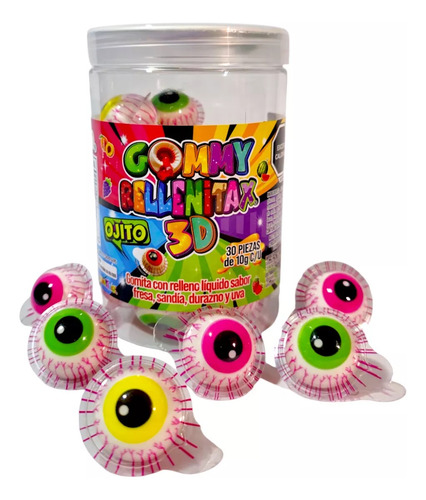 Gommy Rellenitax 3d Ojos De Gomita Relleno Liquido Bote 30pz