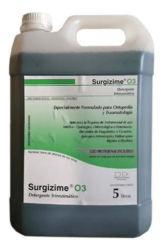 Detergente Tri Enzimático Surgizime O3 Instrumental Bidon 5l