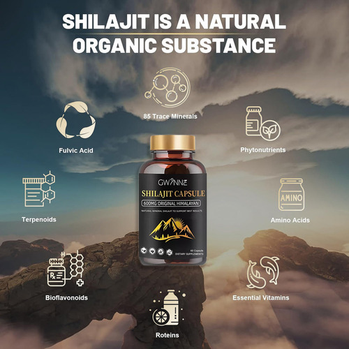 Gwynne Shilajit Extract Cada De Resina Charajiorgá Nica Pura Del Himalaya Suplementación 60 Cápsulas 4pcs